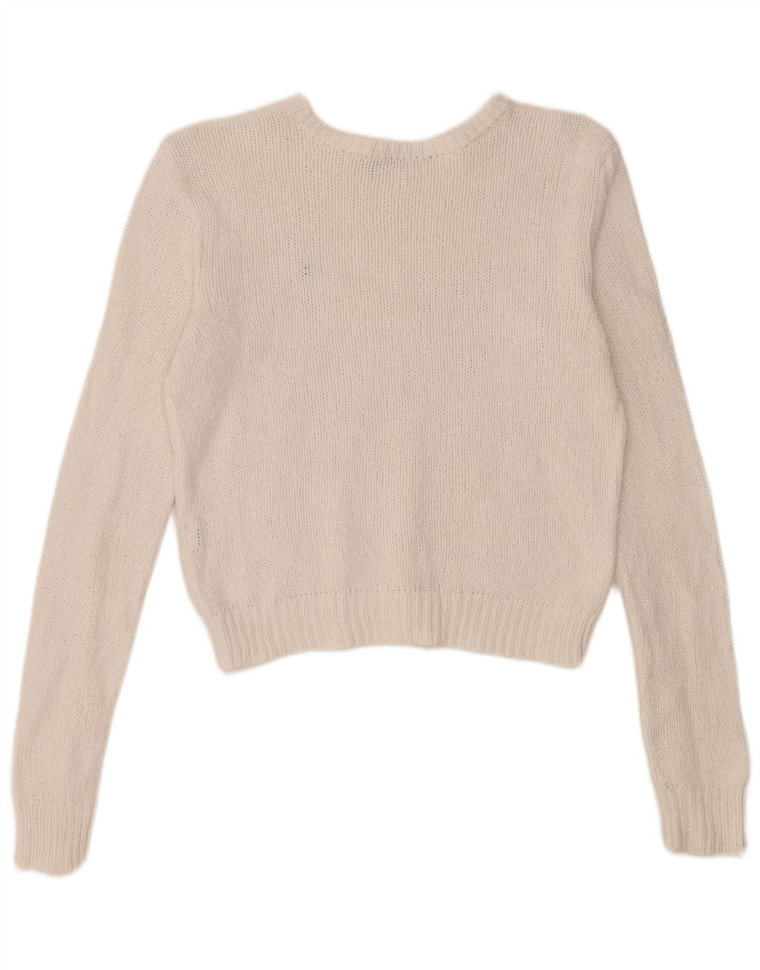 RALPH LAUREN Pull court à col bateau pour femme UK 12 Blanc moyen