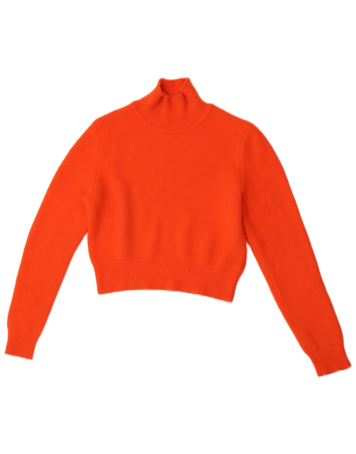 Zara Pull court à col roulé pour femme UK 10 Petit Orange
