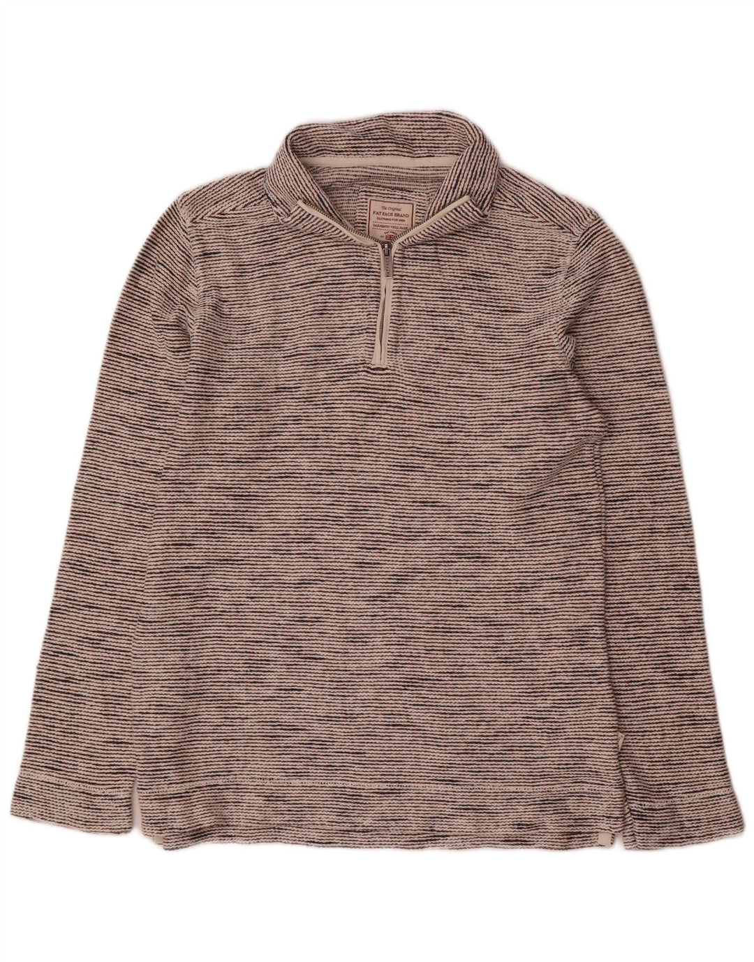 Fat Face Sweat-shirt à col zippé pour homme, petit coton gris chiné