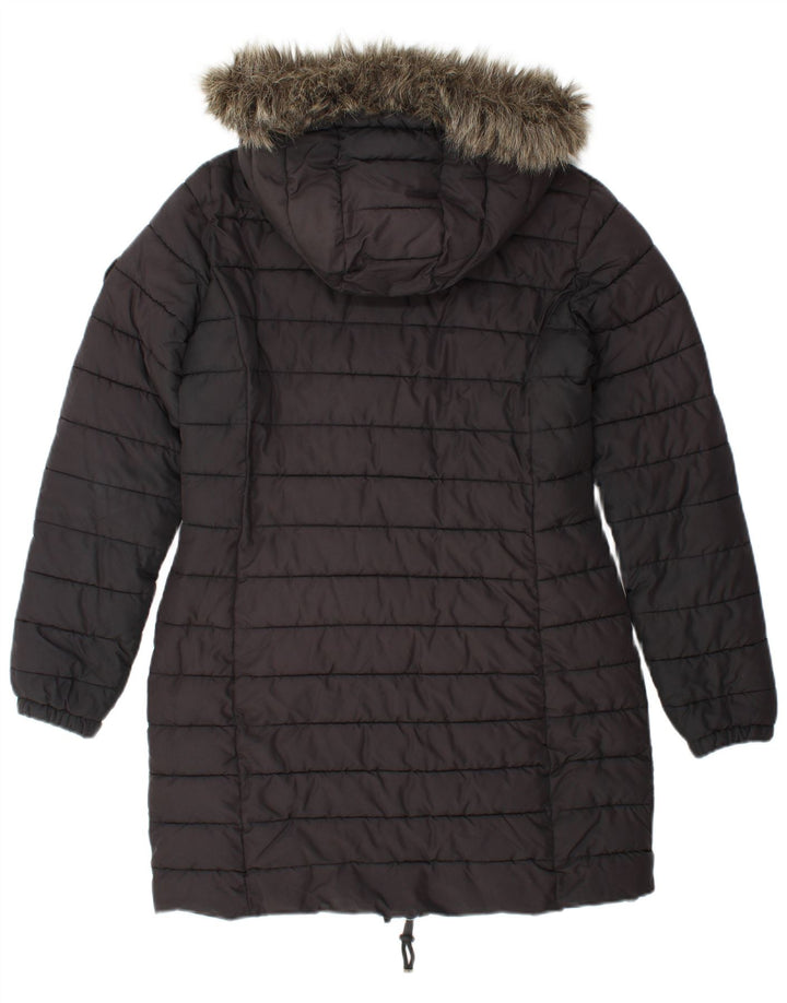 SUPERDRY Manteau rembourré à capuche pour femme UK 10 Small Noir Polyester