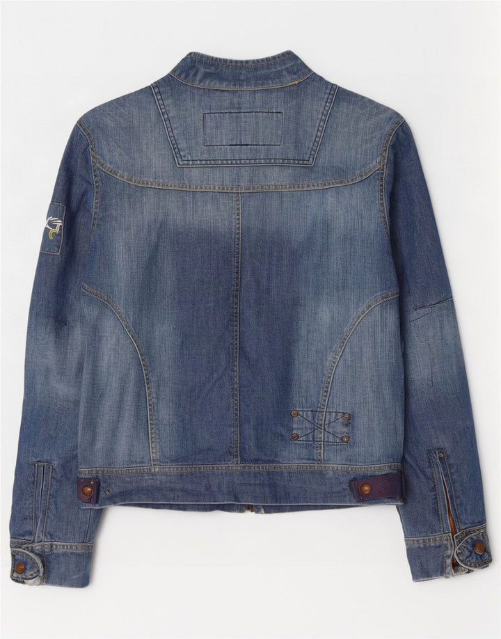 veste en denim graphique homme vintage UK 38 coton bleu moyen