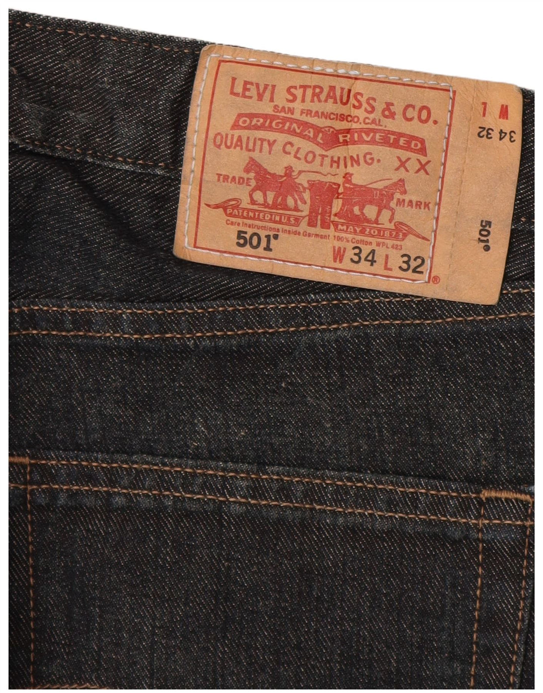 LEVI'S Jean Droit 501 Homme W34 L30 Bleu Marine Coton