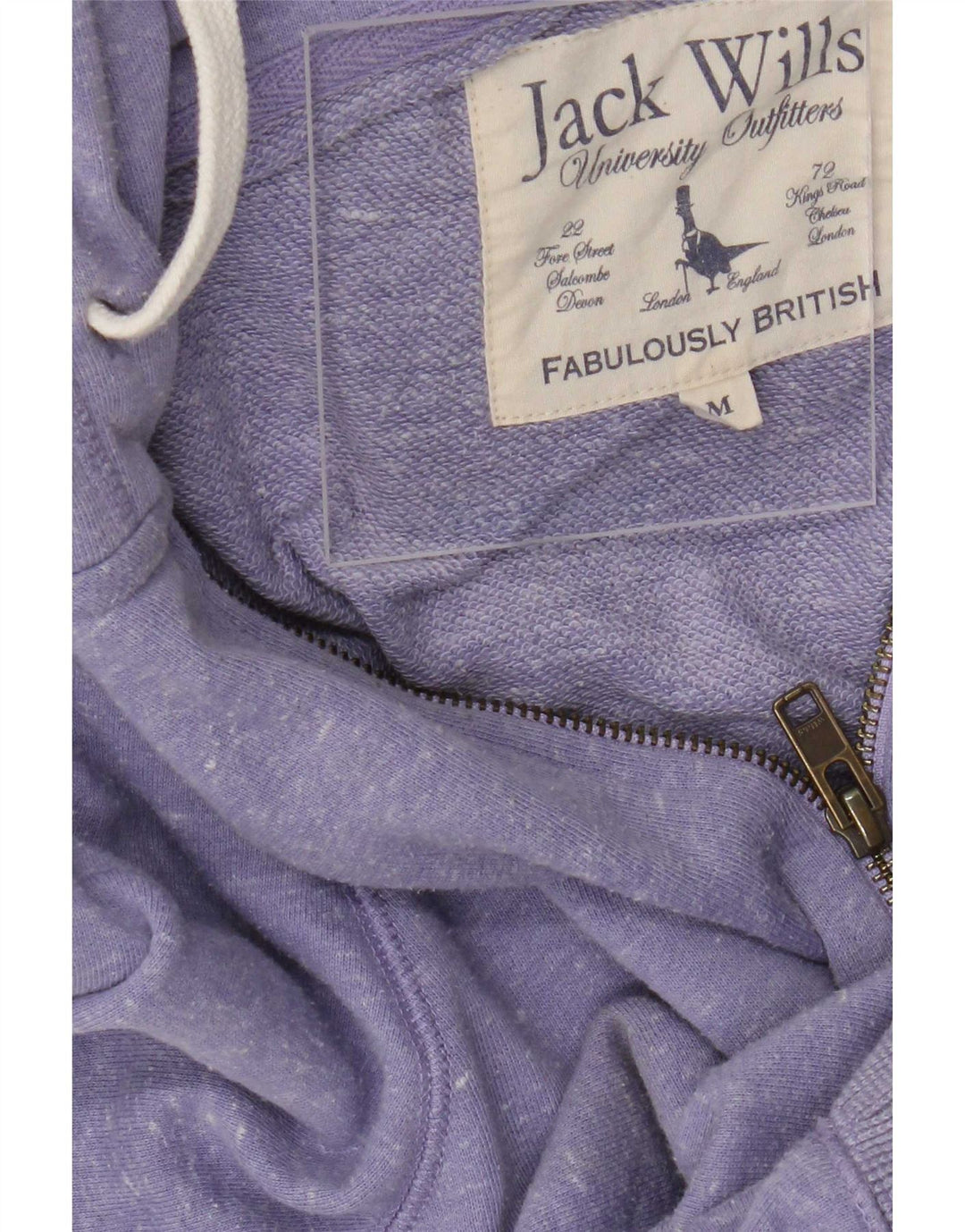 Jack Wills Pull à capuche zippé graphique pour homme en polyester moucheté violet moyen