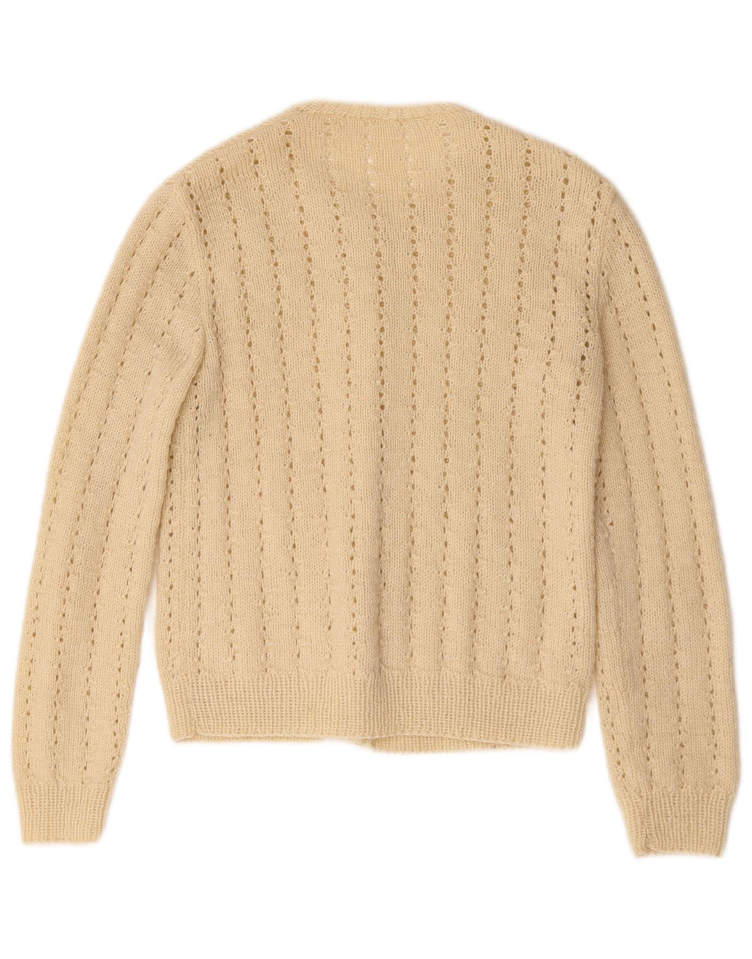vintage Femme Cardigan Pull UK 10 Petit Beige