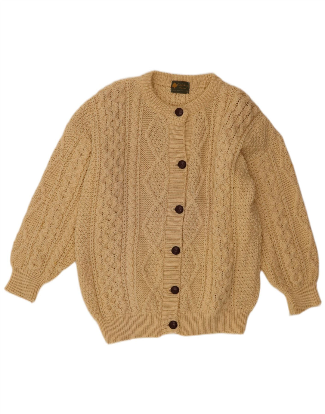 Oak Tree Cardigan surdimensionné pour femme UK 16 Grande laine beige