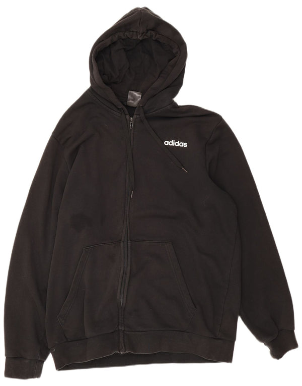 Adidas Pull à capuche zippé graphique pour homme XL en coton noir