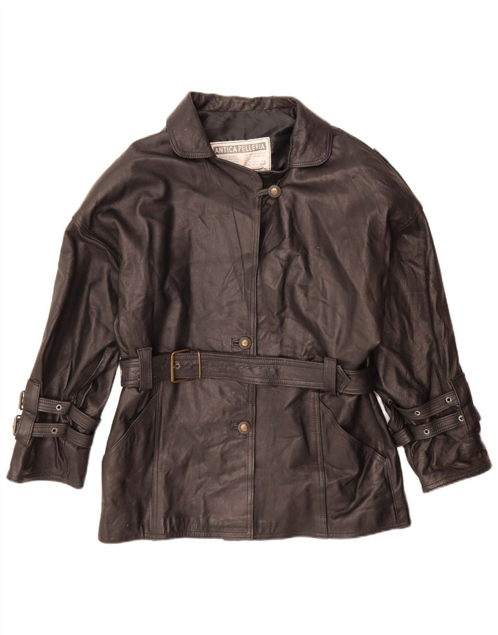 Antica Pelleria Veste en cuir pour femme UK 14 Cuir noir moyen