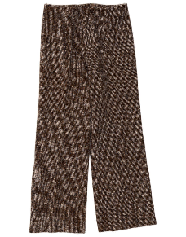 Pantalon décontracté jambe large femme vintage W30 L30 marron moucheté