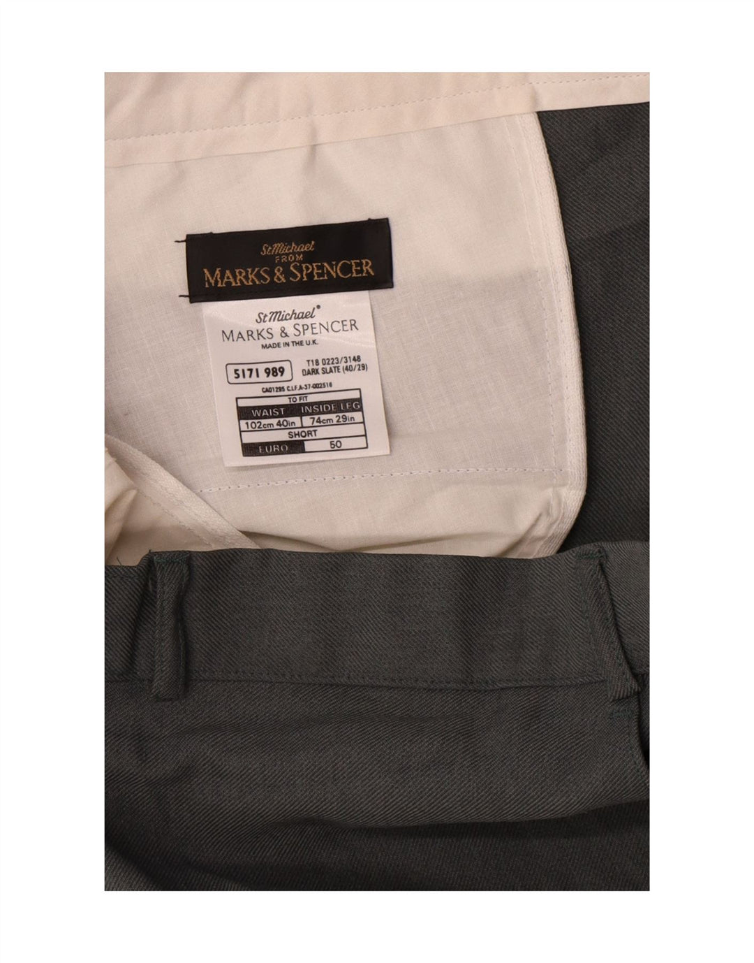 Marks & Spencer Pantalon Chino Droit Homme W40 L29 Gris Polyester