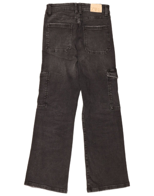 ZARA Jean cargo à jambe large pour fille 13-14 ans W26 L27 Noir