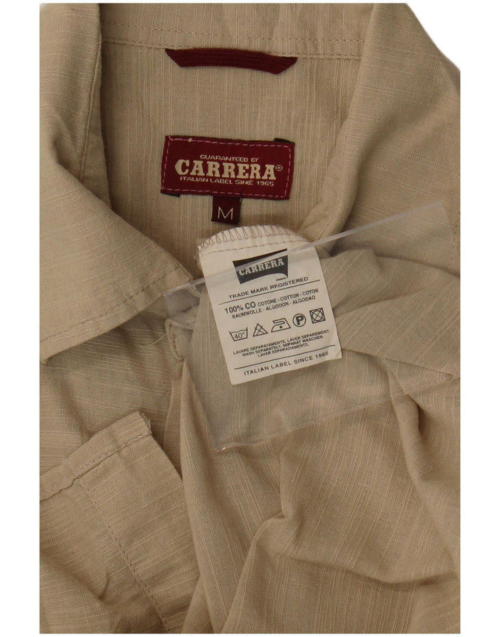 CARRERA Chemise à Manches Courtes Homme Beige Moyen à Fines Rayures en Coton