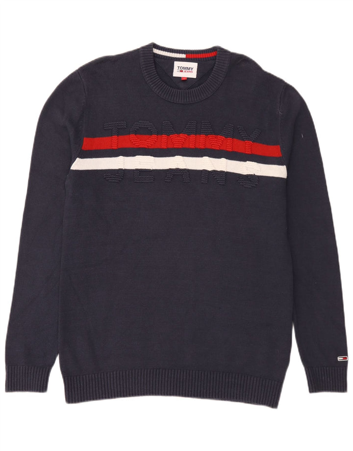 Tommy Hilfiger Pull à col rond pour homme en coton bleu marine moyen