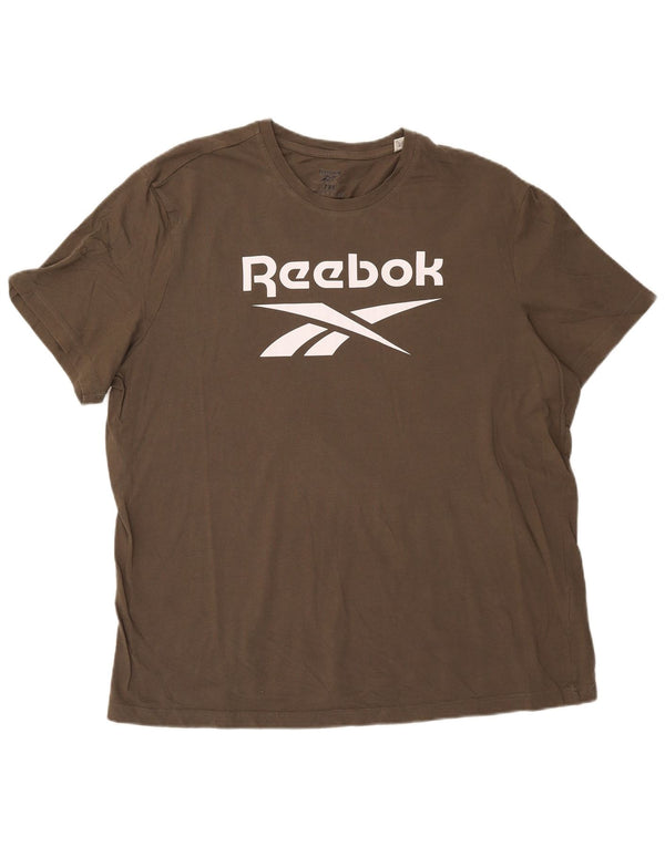 Reebok T-Shirt Graphique Homme Top 2XL Kaki Coton