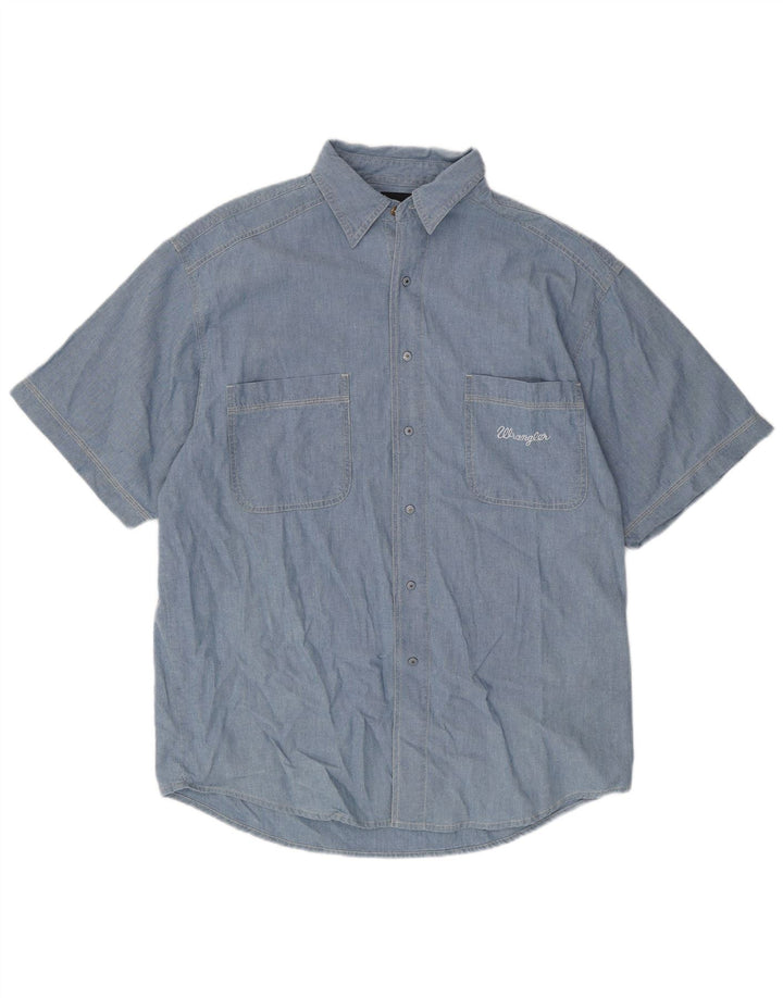 WRANGLER Mens Short Sleeve Shirt XL Blue Cotton