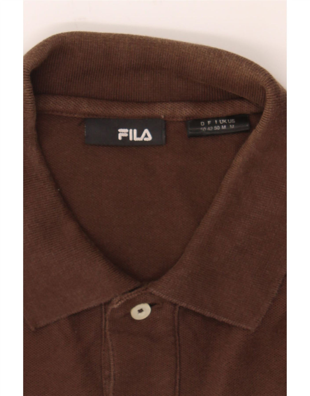 FILA Mens Loose Fit Polo Shirt Medium Brown Cotton Vintage Fila and Second-Hand Fila from Messina Hembry 