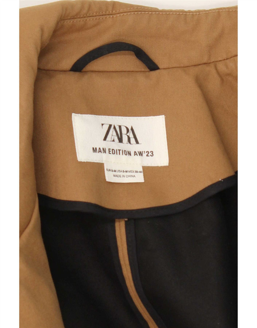 Zara Manteau Homme UK 38 Polyester Beige Moyen