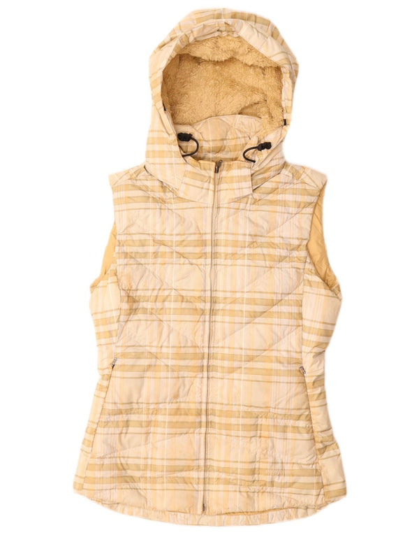 PATAGONIA Femme Gilet Rembourré À Capuche UK 6 XS Beige Check Polyester
