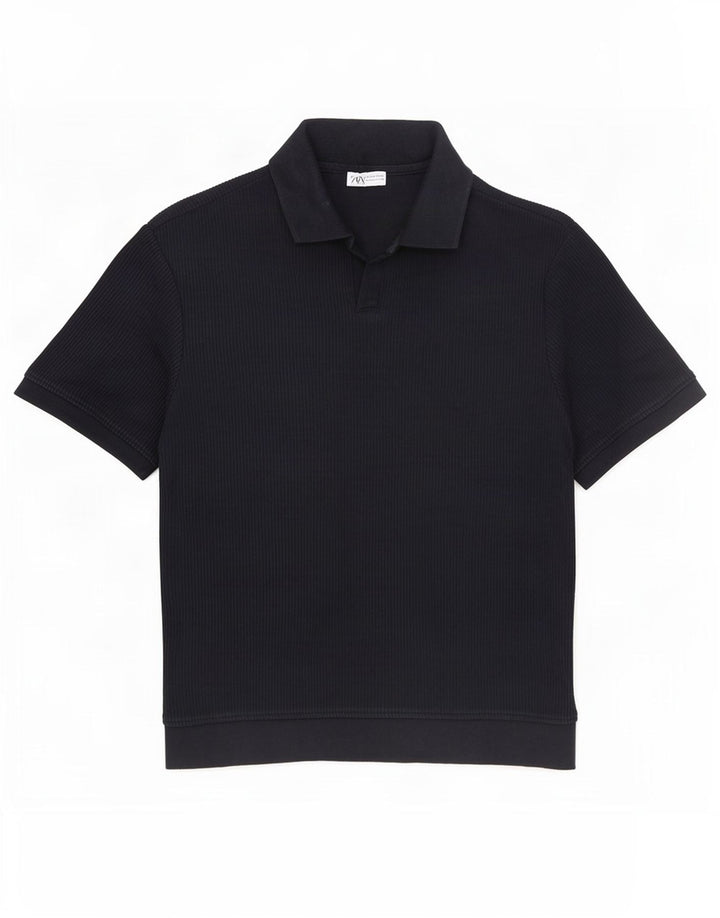Polo Homme Zara Homme Bleu Marine Moyen Coton