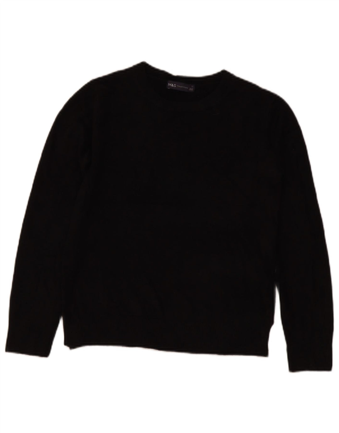 Marks & Spencer Pull à col rond pour femme UK 12 Acrylique noir moyen