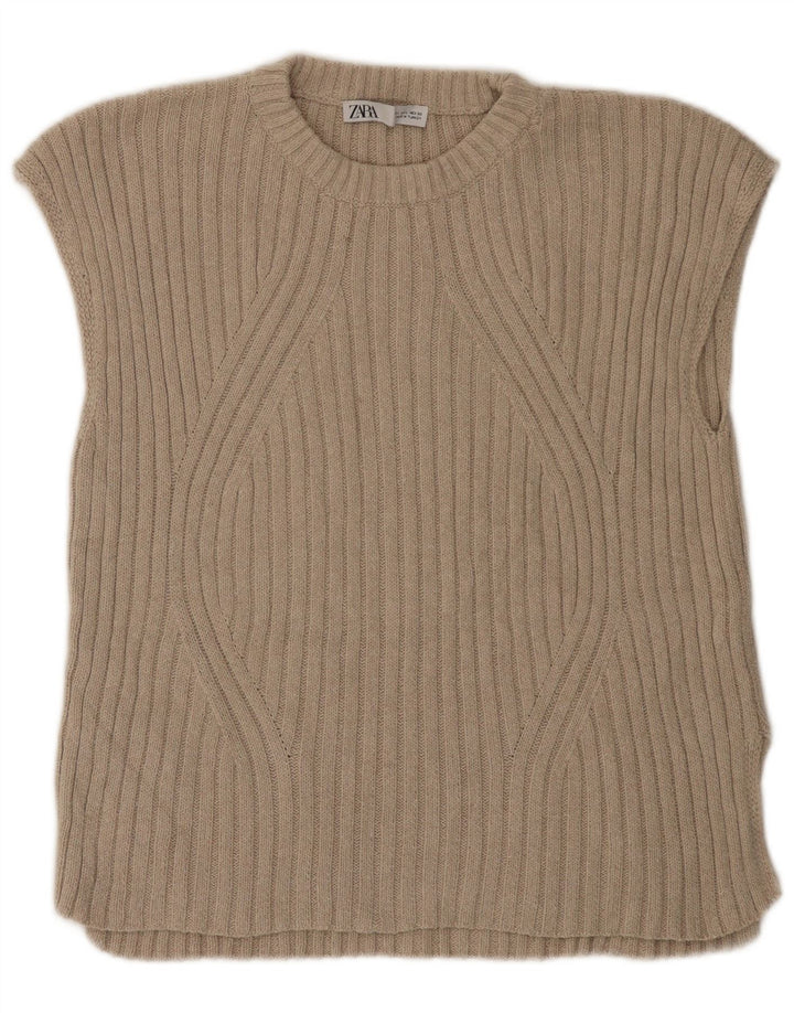 Zara Femme Débardeur UK 16 Large Beige Polyester