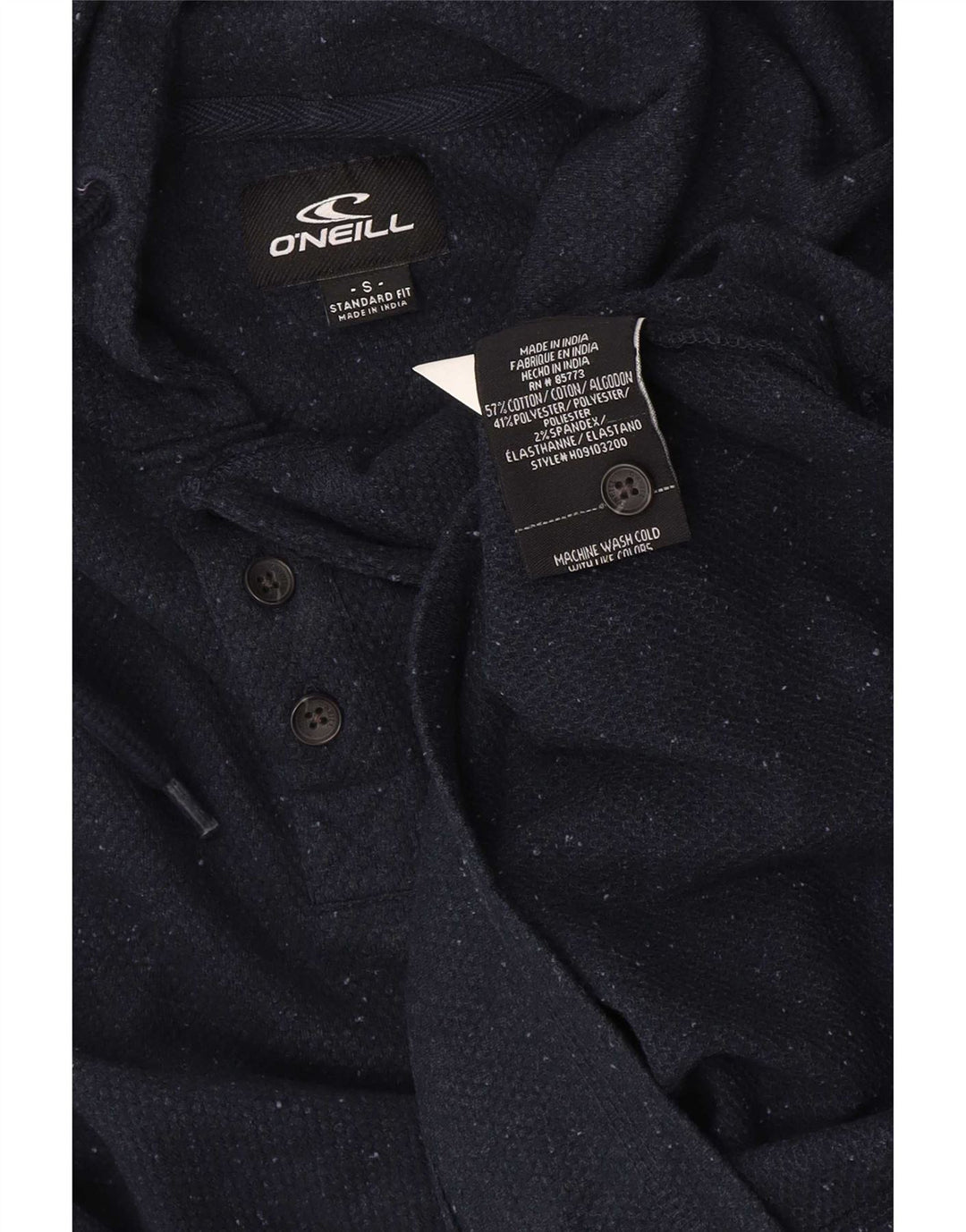 O'Neill Pull à capuche à col boutonné pour homme Petit coton bleu marine