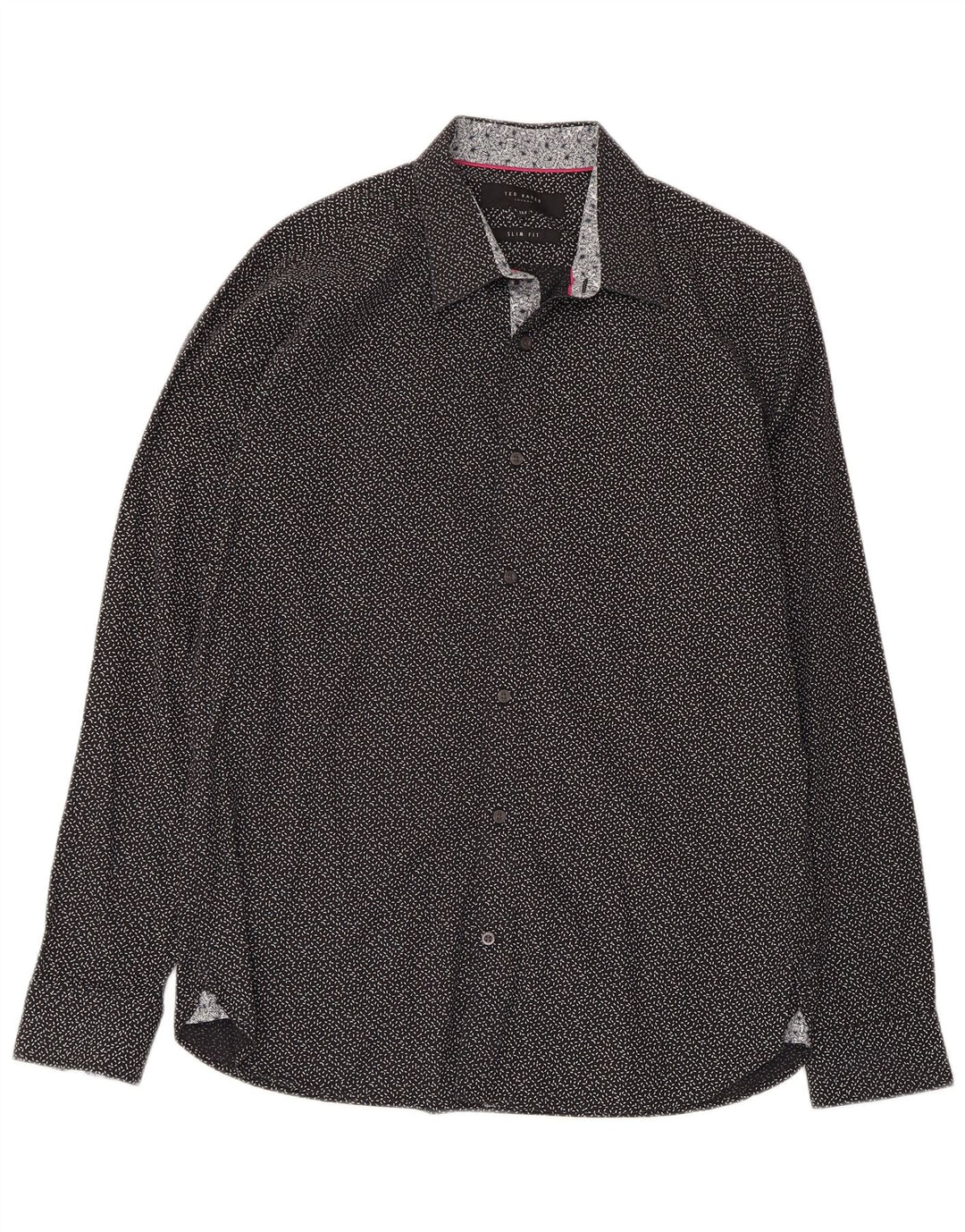 Ted Baker Chemise ajustée à motif abstrait pour homme Taille 15 1/2 Noir moyen