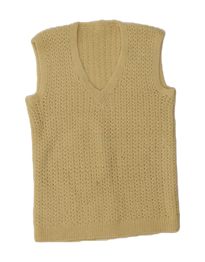 VINTAGE Womens Vest Tank Top UK 12 Medium Beige Vintage Vintage and Second-Hand Vintage from Messina Hembry 