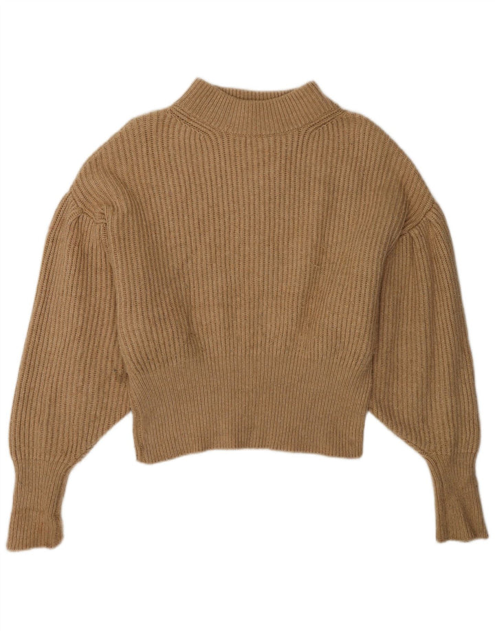 Zara Pull surdimensionné à col rond pour femme UK 10 Petit Marron