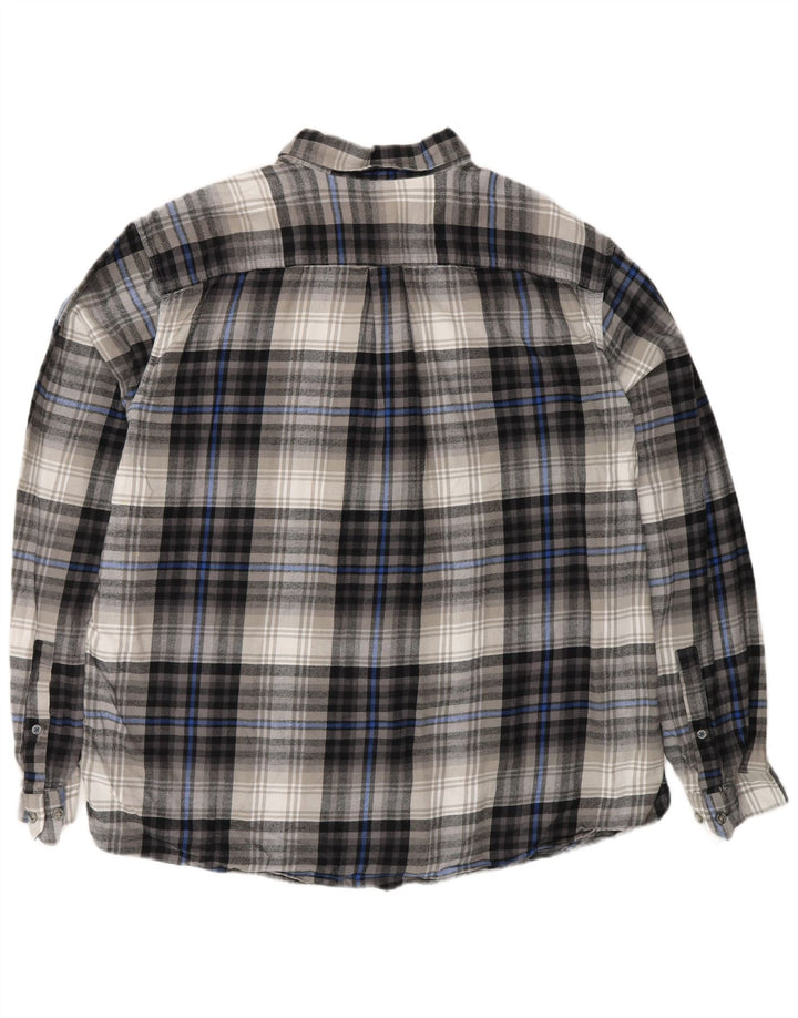 EDDIE BAUER Chemise classique en flanelle pour homme XL Gris à carreaux en coton