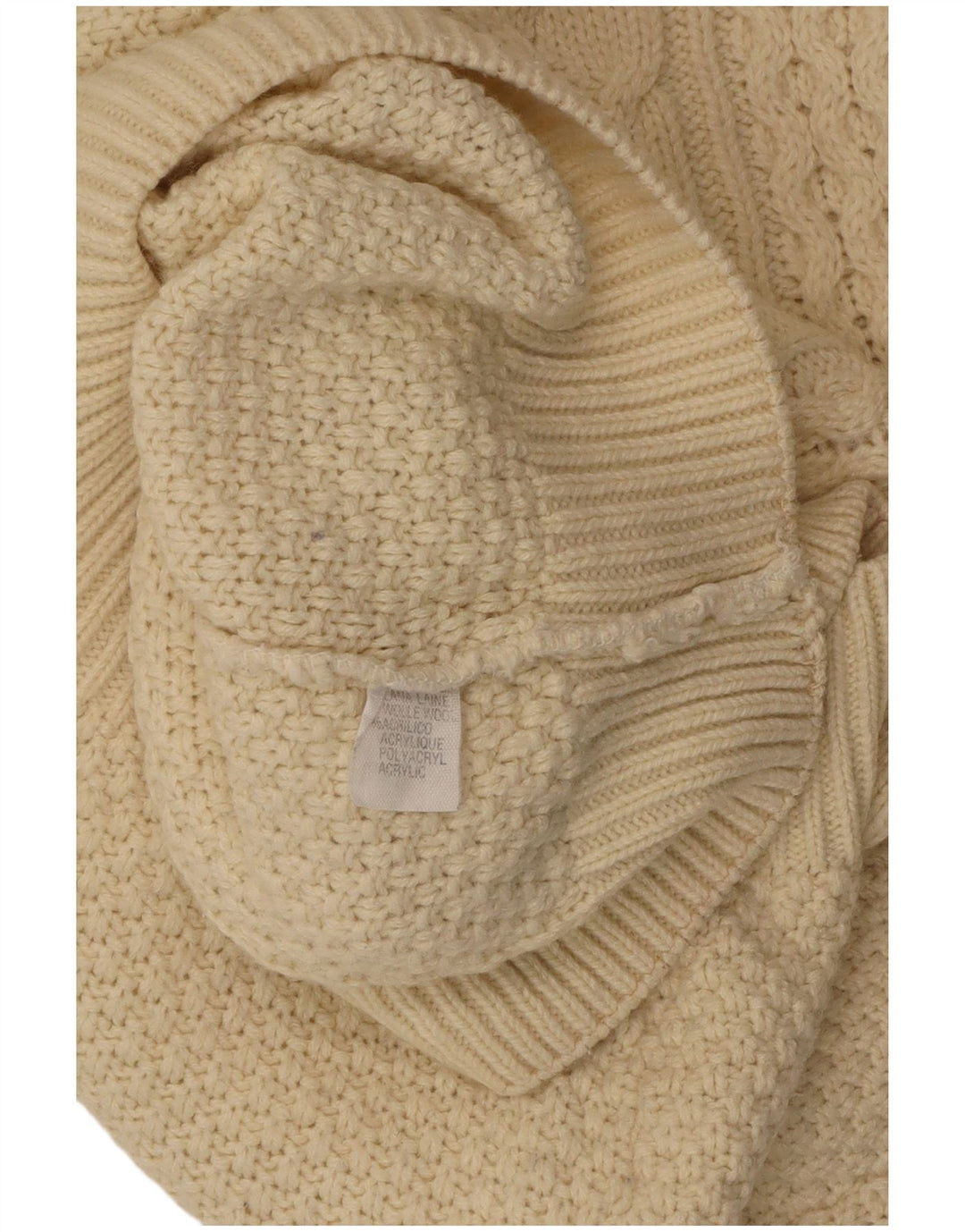 VINTAGE Femme Roll Neck Jumper Pull UK 18 XL Off White Laine