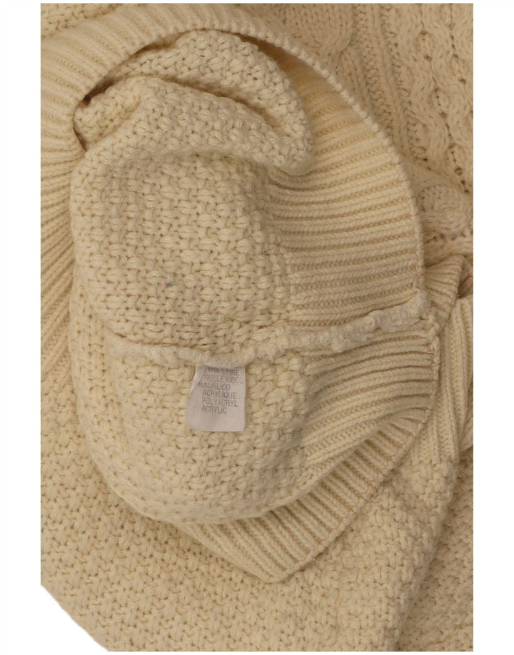 VINTAGE Femme Roll Neck Jumper Pull UK 18 XL Off White Laine