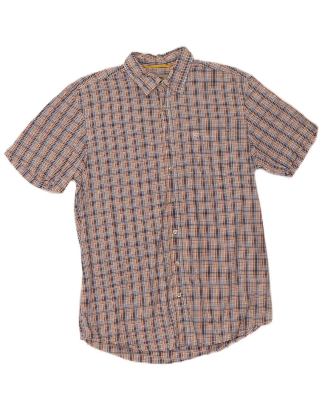 Camel Active Chemise à Manches Courtes Homme Coupe Regular Coton à Carreaux Bleu Moyen