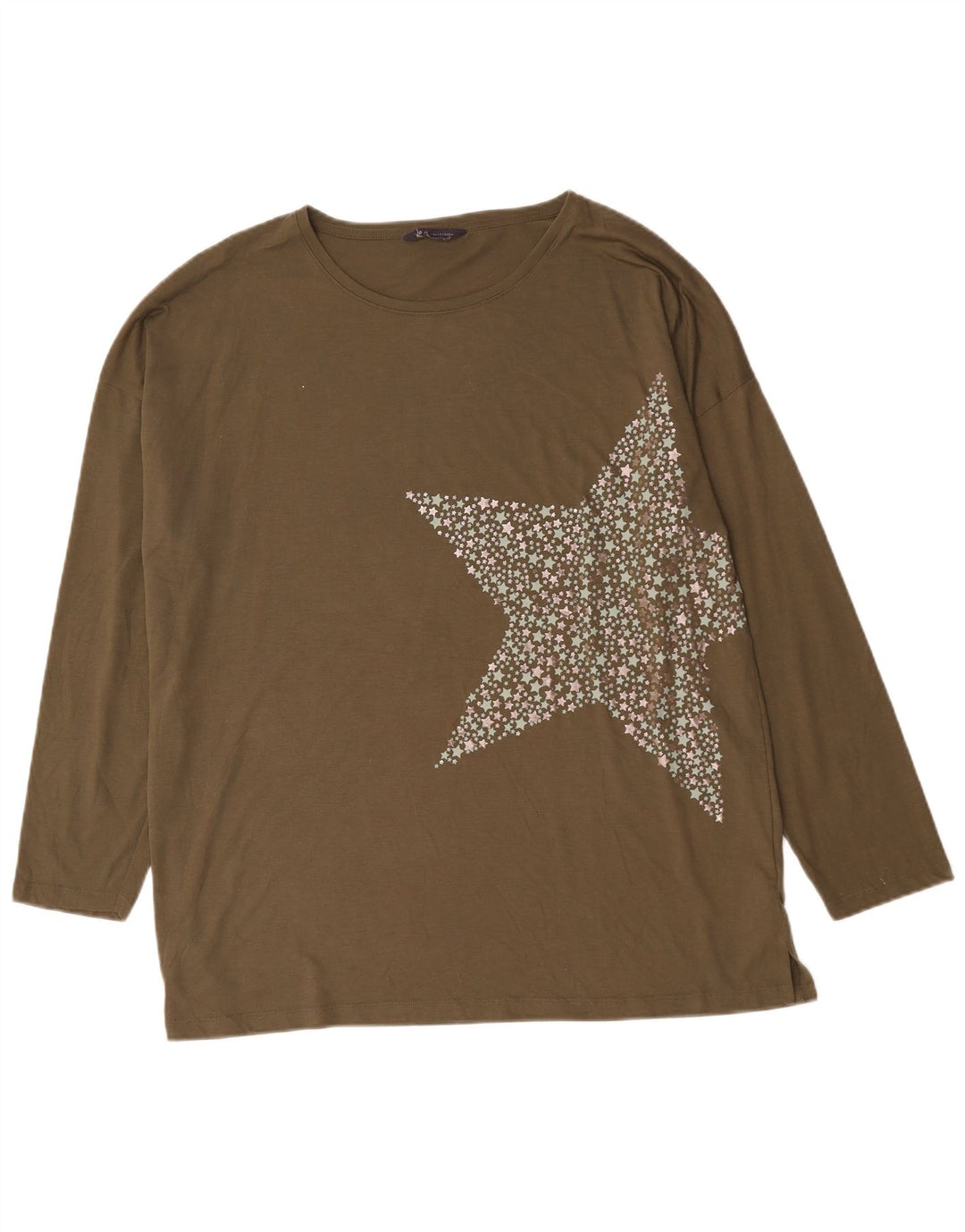 Marks & Spencer Haut graphique surdimensionné à manches longues pour femme UK 18 XL Kaki