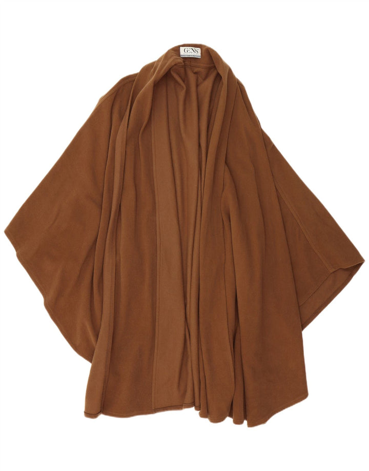 vintage Femme Poncho Manteau Taille Unique Laine Brune