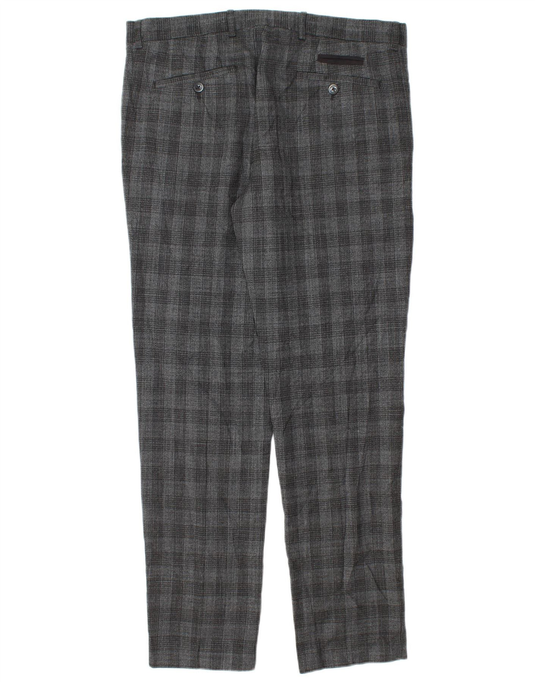Penguin Pantalon de costume droit pour homme W34 L30 Gris à carreaux Polyester