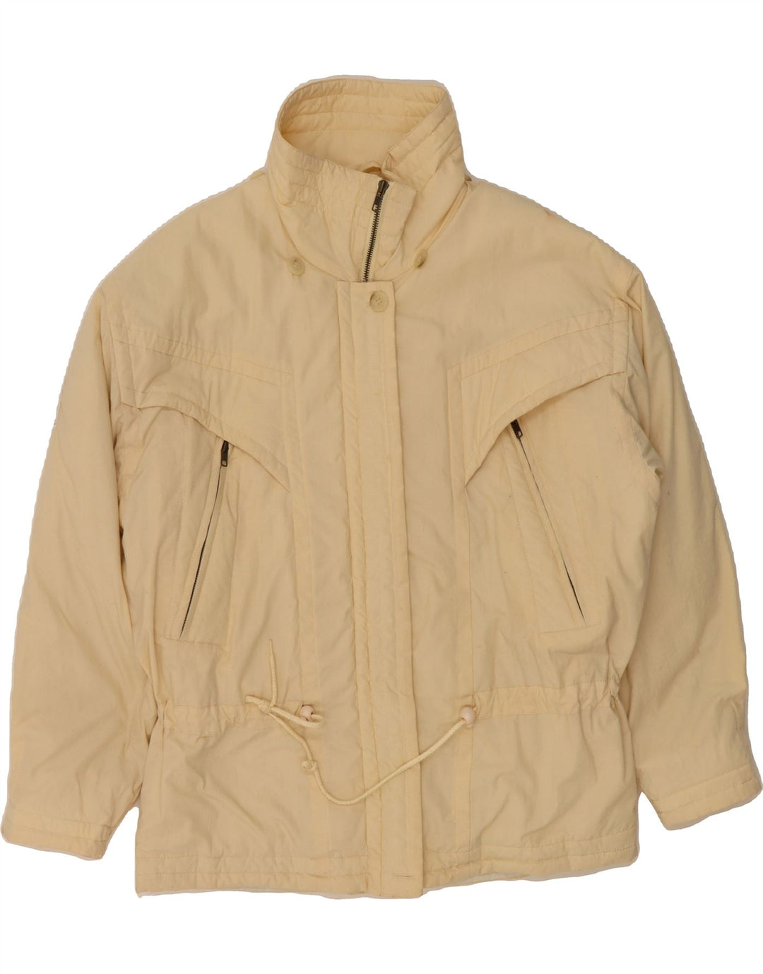 VINTAGE Womens Oversized Windbreaker Jacket UK 10 Small Beige Polyester Vintage Vintage and Second-Hand Vintage from Messina Hembry 