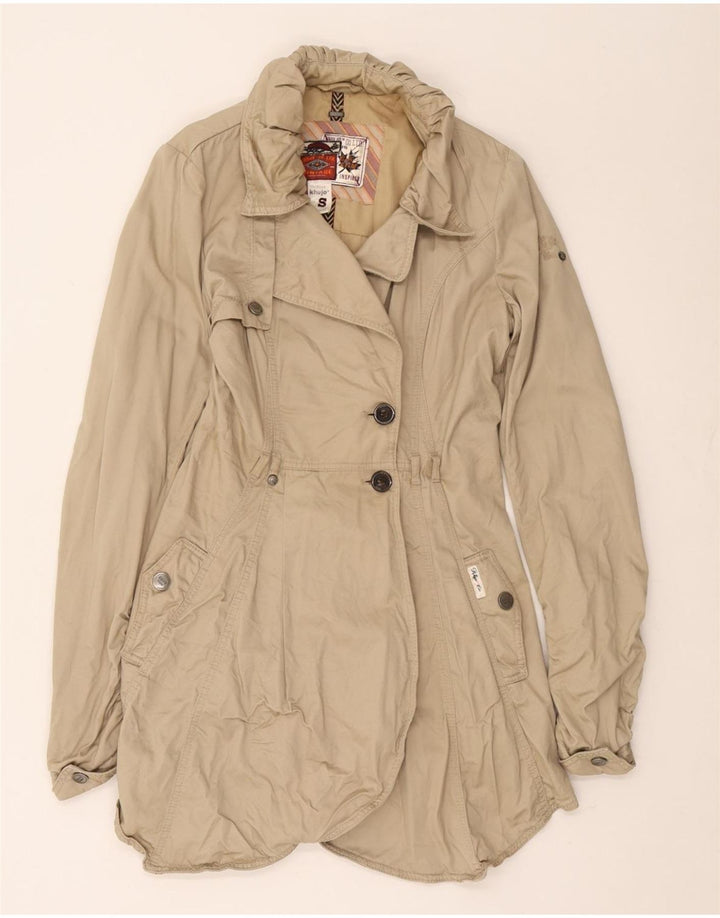 KHUJO Trench Coat Femme UK 10 Petit Coton Beige