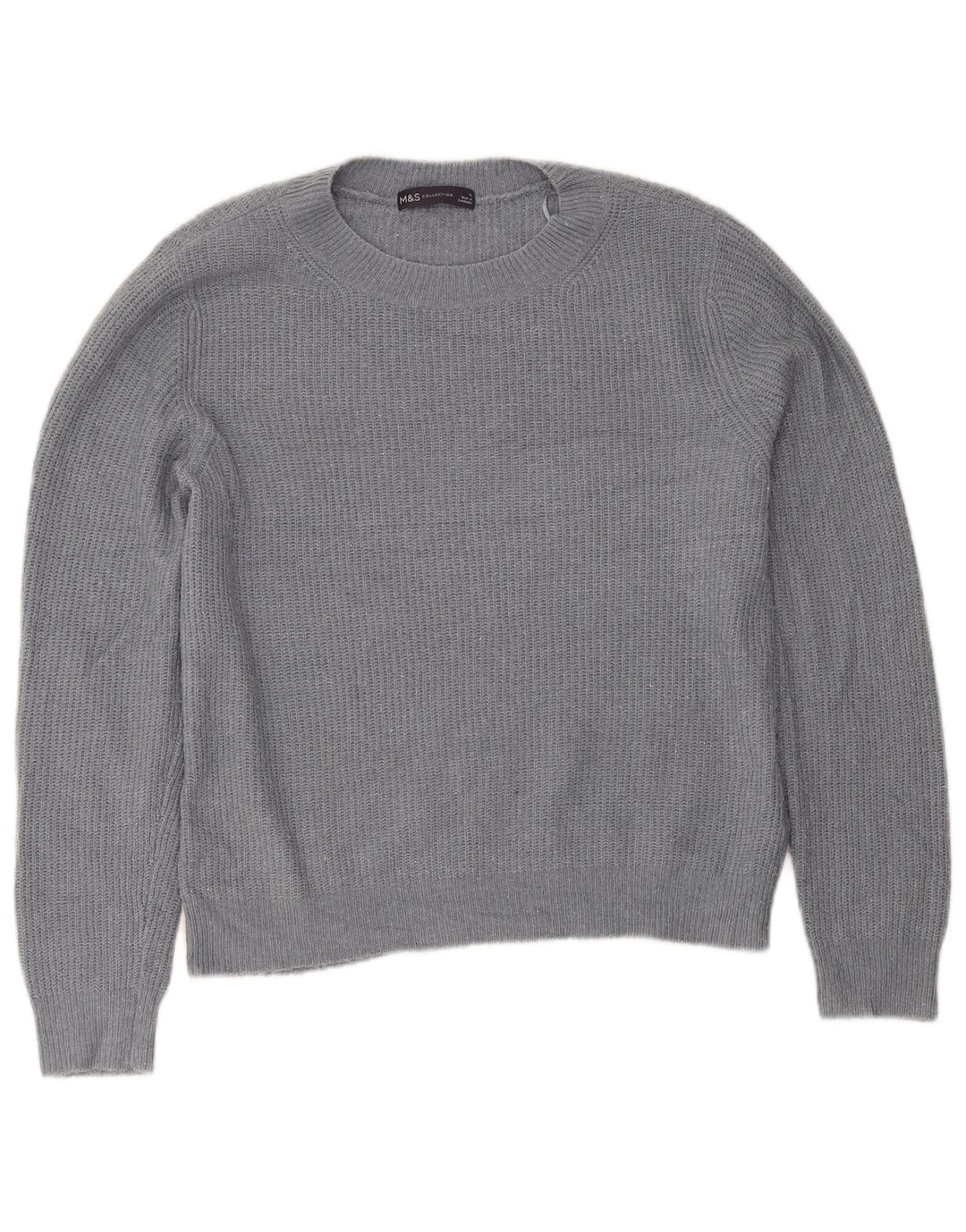 Marks & Spencer Pull à col rond pour femme UK 12 Gris moyen Acrylique
