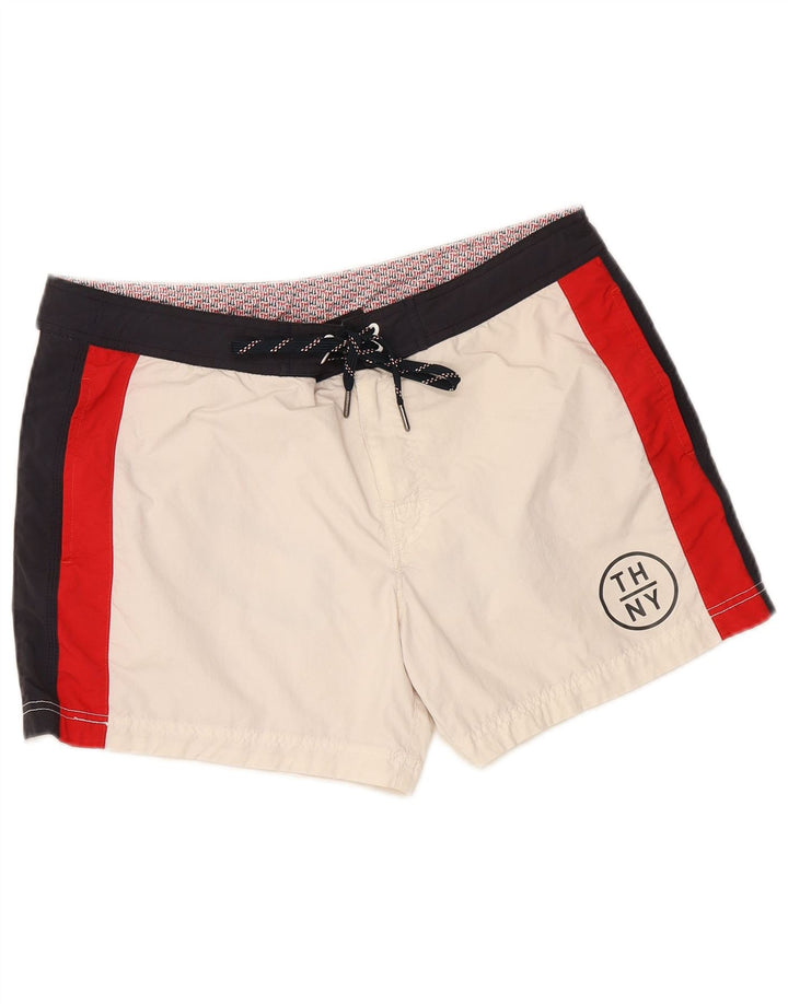 TOMMY HILFIGER Short de Bain Graphique pour Homme Large Blanc Cassé Colourblock