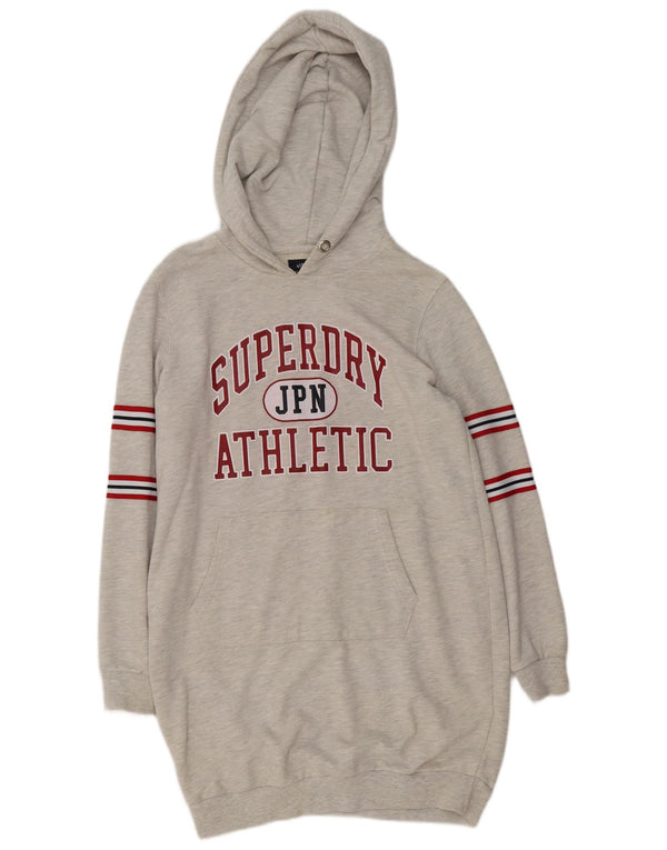Superdry Robe à capuche graphique pour femme UK 12 Coton rayé gris moyen