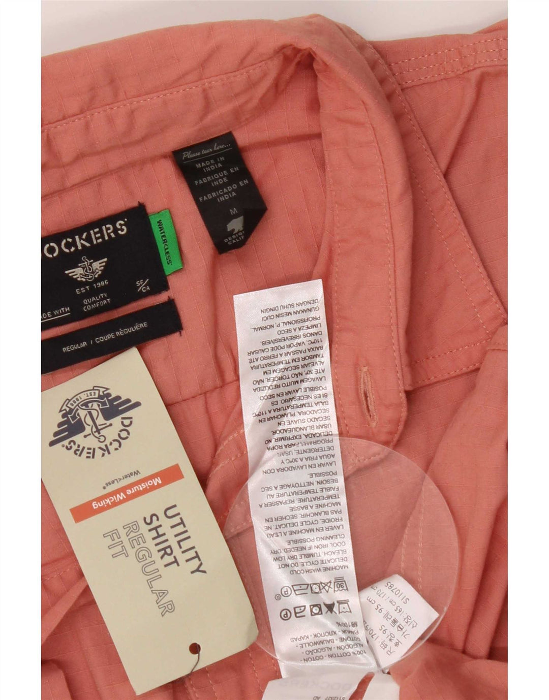 Dockers Chemise à Manches Courtes Regular Fit Homme Orange Moyen Coton