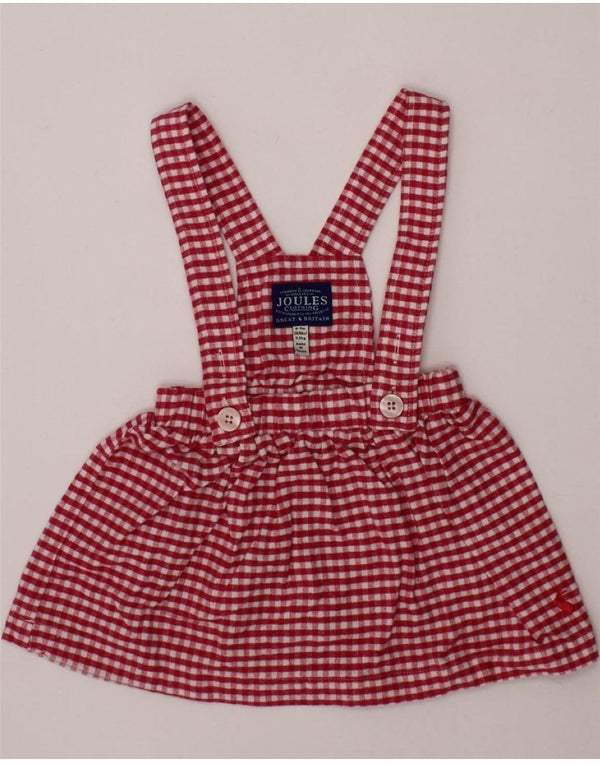 JOULES Baby Girls Dungarees Skirt 6-9 Months W18  Red Gingham Cotton