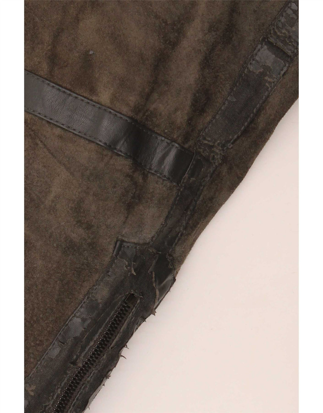 Zara Veste de motard en daim pour homme UK 40 Large Kaki