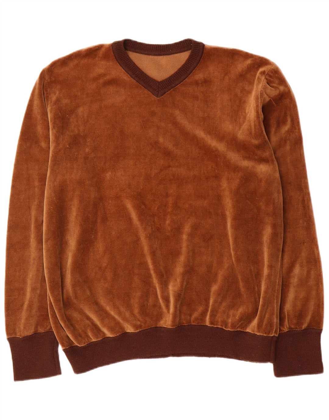 vintage Mens Velour Sweatshirt Jumper Grand Brun