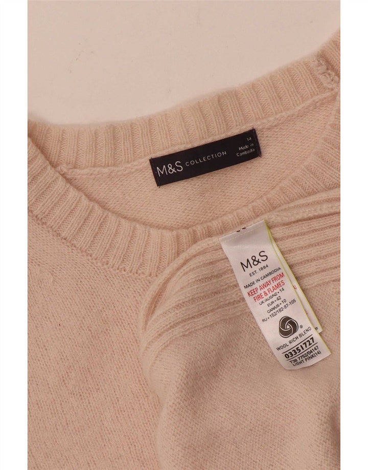 Marks & Spencer Pull col bateau pour femme UK 14 Laine rose moyen