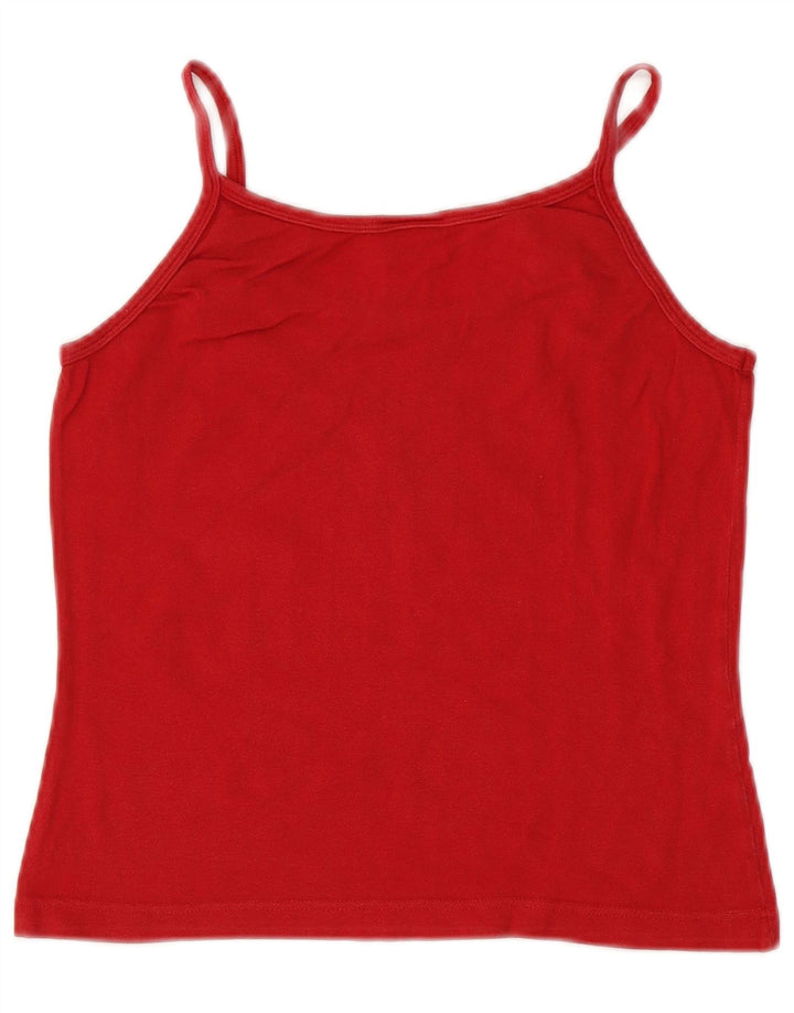LACOSTE Femme Crop Cami Top Taille 40 Coton Rouge Moyen