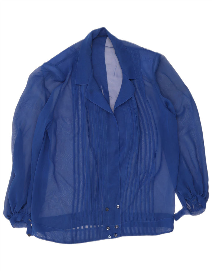 Chemisier chemise femme vintage UK 18 XL Bleu