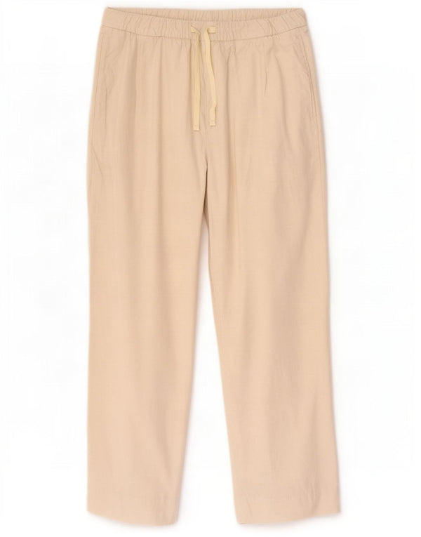 Zara Pantalon court à jambe large pour femme Petit W26 L24 Coton beige