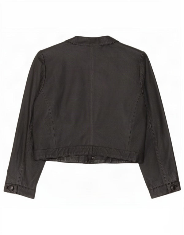 veste boléro en cuir surdimensionnée femme vintage IT 40 Petit Noir