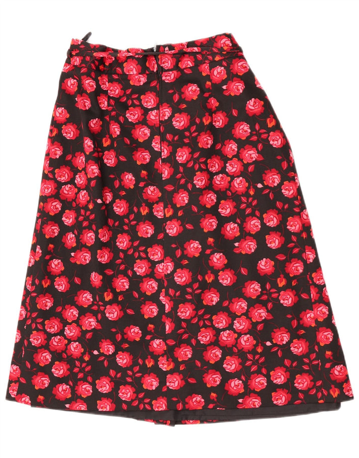 vintage Femme A-Line Jupe W28 Moyen Rouge Floral